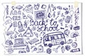 Back to School lettering,Supplies Sketchy Notebook Royalty Free Stock Photo