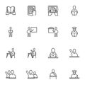 Back to school line icons set