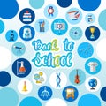 Back To School Logo Text On Background With Studing Supplies