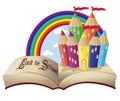 Back to School. Magic book and fabulous school castle