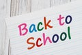 Back to School message on ruled lined paper