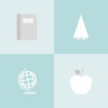 Back to school minimalist icon set. Vector illustration, flat design Royalty Free Stock Photo