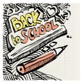 Back to school naive primitive doodles hand drawn with ink Royalty Free Stock Photo