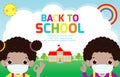 Back to school for new normal lifestyle concept, Social Distancing, Children black wearing a surgical protective Medical mask