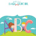 Back to School notes with smiling happy kids Royalty Free Stock Photo