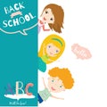 Back to School notes with smiling happy kids Royalty Free Stock Photo