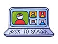 Back to school Online Education concept with Business Doodle design style: online formation, webinars Royalty Free Stock Photo