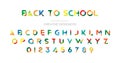 Back to School. Original multicolor font for creative design template. Flat illustration EPS10