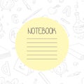 Back to school outline doodle notebook design and