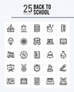 25 Back to school Outline icons Pack vector illustration Royalty Free Stock Photo