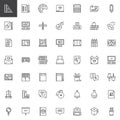 Back to school outline icons set