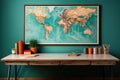 Back to the school past with a map of the world Royalty Free Stock Photo