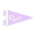 Back to school pennant flag. 6th grade. Vector illustration, flat design Royalty Free Stock Photo