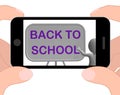 Back To School Phone Shows Learning And Stationery Supplies Royalty Free Stock Photo