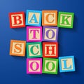 Back to School phrase compiled with wooden alphabet blocks