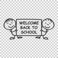 Back to school placard in hands icon. Vector illustration on iso Royalty Free Stock Photo