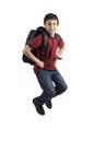 Back to school - Portrait of school boy child jumping