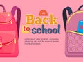 Back to School Poster with Backpacks for Children Royalty Free Stock Photo