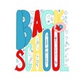 Back to school poster with doodles. Flat vector illustration Royalty Free Stock Photo