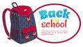 Back to School Poster with Fashionable Backpack Royalty Free Stock Photo