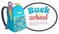 Back to School Poster with Fashionable Backpack Royalty Free Stock Photo