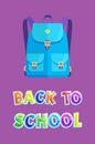 Back to School Poster with Fashionable Rucksack Royalty Free Stock Photo