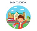 Back to school poster flat vector illustration Royalty Free Stock Photo