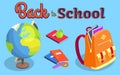 Back to School Poster with Geographical Globe Book