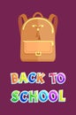 Back to School Poster with Leather Beige Backpack Royalty Free Stock Photo