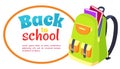 Back to School Poster with Open Schoolbag, Books Royalty Free Stock Photo