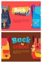 Back to School Poster with Schoolchild Rucksack Royalty Free Stock Photo