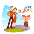 Back to school poster. Schoolgirl going in college