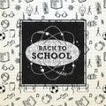 Back to school poster, sketchy notebook doodles with lettering, vector illustration. Royalty Free Stock Photo