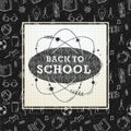 Back to school poster, sketchy notebook doodles with lettering, vector illustration. Royalty Free Stock Photo