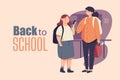 Back to school poster template in flat design. Vector illustration.