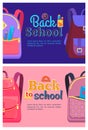 Back to School Posters with Backpacks for Children Royalty Free Stock Photo