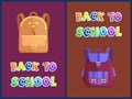Back to School Posters with Heavy Backpacks Set Royalty Free Stock Photo