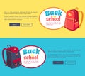 Back to School Posters with Fashionable Backpack Royalty Free Stock Photo