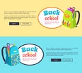 Back to School Posters with Open Schoolbag, Books Royalty Free Stock Photo