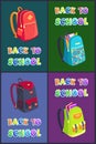 Back to School Posters Set Vector Illustration