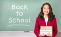 Back to School. Pretty ethnic or Hispanic teen in Front of Chalk Royalty Free Stock Photo