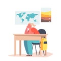 Back to School, Primary Education Concept. Little Kid Student in School Classroom, Schoolgirl Character Sitting at Desk