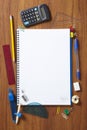 Back to School pupils note pad and stationary Royalty Free Stock Photo