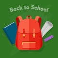 Back to School. Red Backpack. Office Supplies Royalty Free Stock Photo