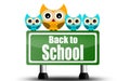 Back to school road sign with cute owls Royalty Free Stock Photo