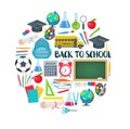Back to school round composition Royalty Free Stock Photo