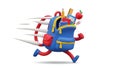 Back to School Running Backpack with School Supplies 3D Render Royalty Free Stock Photo