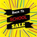 Back To School Sale. Background with Colorful Pencils with Header. Welcome. Poster,Banner ,Brochure Template.Vector Illustration. Royalty Free Stock Photo