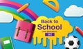 Back to school sale banner, poster, flat design colorful, vector