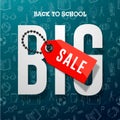 Back to school sale banner vector design for store discount promotion, vector illustration